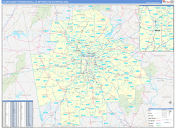 Atlanta-Sandy Springs-Roswell Metro Area Wall Map Basic Style 2024
